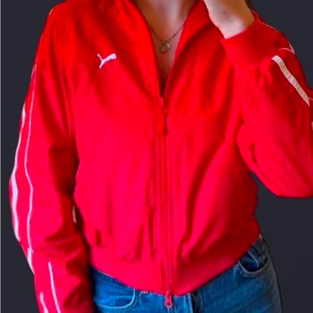 Puma Red Bomber Jacket Lightweight Athletic Design